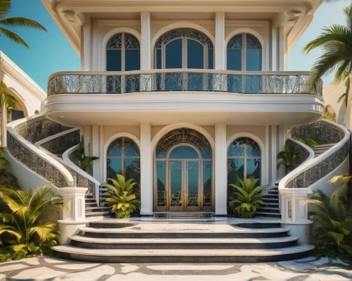 mansion,luxury home,dreamhouse,luxury property,mansions,tropical house,beach house,florida home,balcony,holiday villa,balconies,outside staircase,beachfront,oceanfront,3d rendering,front porch,cochere,verandahs,porch,palladianism,Conceptual Art,Fantasy,Fantasy 12