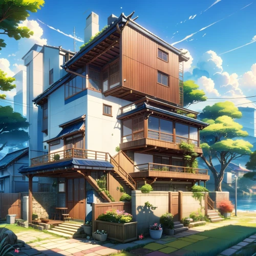 sky apartment,electrohome,cubic house,dreamhouse,apartment house,skyreach,maplestory,yamashiro,residential,dunes house,holiday complex,clannad,zoku,apartment complex,roof landscape,modern house,townhome,violet evergarden,repopulation,treehouses,Anime,Anime,Realistic