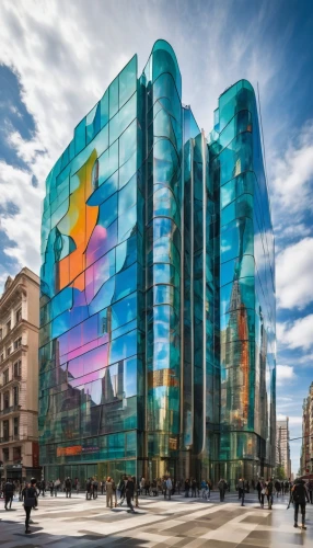 glass building,glass facade,glass facades,eixample,hotel w barcelona,glass blocks,apple store,home of apple,belgacom,colorful glass,barcellona,barcelona,bilbao,hotel barcelona city and coast,bcn,structural glass,beautiful buildings,vnesheconombank,morphosis,futuristic architecture,Illustration,Retro,Retro 03