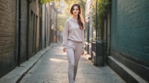 woman walking,girl walking away,skinniest,alley,jodhpurs,alleyway,alleyways,women clothes,girl in a long dress,girl in a long,women's clothing,fashion street,alleys,marzia,women fashion,poise,pantsuit,female model,street shot,menswear for women