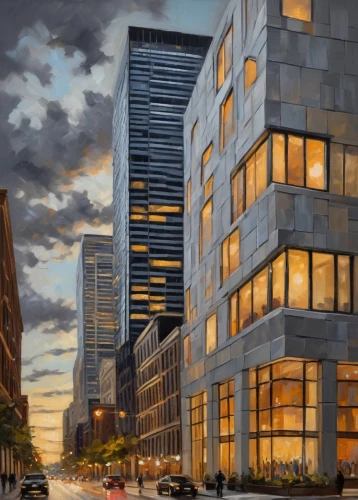 tishman,highmark,citicorp,office buildings,hoboken condos for sale,kimmelman,inlet place,willis building,renderings,juilliard,bechtler,business district,office building,city scape,andaz,streeterville,callowhill,nbbj,bancboston,company headquarters,Conceptual Art,Oil color,Oil Color 22