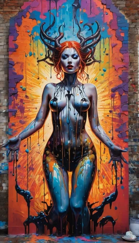 medusa,neon body painting,dakini,graffiti art,elektra,graffiti,samsara,bodypainting,ashkali,siren,baoshun,varekai,grafite,kali,brooklyn street art,tantrik,tandava,vodun,laveau,streetart,Conceptual Art,Graffiti Art,Graffiti Art 08