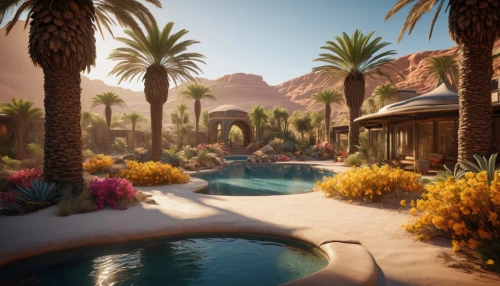 oasis,desert landscape,desert desert landscape,flowerful desert,palms,sansar,royal palms,palm garden,palm springs,cryengine,palmtrees,desert,resort,cabana,two palms,the desert,palmilla,pool house,tropical island,marrakesh,Photography,General,Sci-Fi