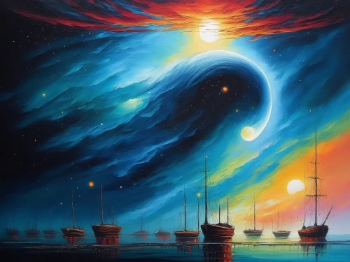 space art,fantasy picture,fantasy art,moon and star background,dream art,world digital painting,astronomy,crescent moon,dreamscapes,moon and star,the night sky,fantasy landscape,alien planet,espacial,dreamscape,starry night,astronomico,hanging moon,phase of the moon,night sky,Illustration,Realistic Fantasy,Realistic Fantasy 25