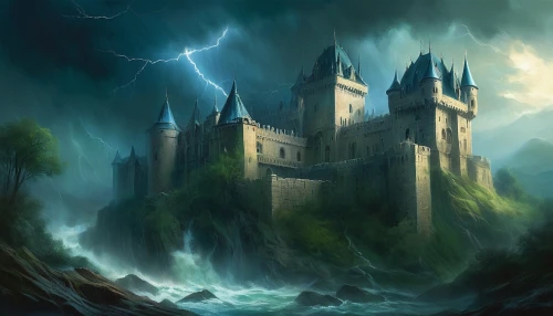 fantasy picture,ravenloft,haunted castle,castle of the corvin,fantasy landscape,ghost castle,midgard,fantasy art,diagon,castlelike,fairy tale castle,templar castle,knight's castle,medieval castle,fairytale castle,gondolin,thingol,hogwarts,neverwinter,nargothrond,Conceptual Art,Daily,Daily 32