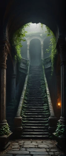 the mystical path,the threshold of the house,passageway,hall of the fallen,pathway,fantasy picture,the path,entranceways,labyrinthian,cartoon video game background,heaven gate,passage,hollow way,threshold,stone stairway,stairway,threshhold,entrada,gateway,passageways,Conceptual Art,Daily,Daily 01