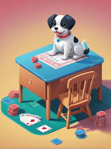 game illustration,poker,dog illustration,wishbone,dice poker,playing dogs,antigambling,card table,playing puppies,playing cards,ludu,play cards,playing card,board game,tombola,rummy,deck of cards,card game,dog playing,gioco,Unique,3D,Isometric