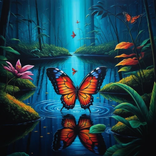 butterfly background,ulysses butterfly,butterfly swimming,tropical butterfly,isolated butterfly,butterfly isolated,butterfly effect,aurora butterfly,morphos,mariposas,butterflies,oil painting on canvas,butterfly,mariposa,blue butterfly background,passion butterfly,julia butterfly,blue butterflies,chasing butterflies,butterfly green,Illustration,Realistic Fantasy,Realistic Fantasy 25
