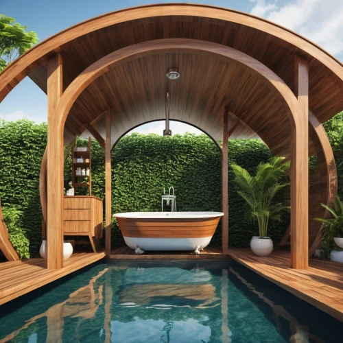 pool house,wooden sauna,landscape design sydney,garden design sydney,landscape designers sydney,luxury bathroom,summer house,dug-out pool,tropical house,wooden decking,wood doghouse,summerhouse,floating huts,cabana,round hut,inverted cottage,holiday villa,wooden roof,wooden beams,roof domes,Photography,General,Realistic