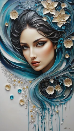 viveros,water lotus,amphitrite,water pearls,sirene,water nymph,water rose,fluidity,watery heart,ondine,acqua,sirena,undine,naiad,glass painting,oil painting on canvas,fathom,water flower,nereid,lacombe,Conceptual Art,Daily,Daily 32