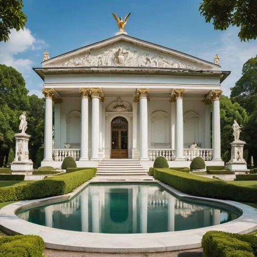 schlossgarten,palladian,zappeion,orangerie,marble palace,holburne,greek temple,vienna's central cemetery,palladianism,neoclassical,villa borghese,sanssouci,tiergarten,water palace,house with caryatids,hofgarten,syon park,mozart fountain,temple of diana,neoclassicism,Art,Artistic Painting,Artistic Painting 07