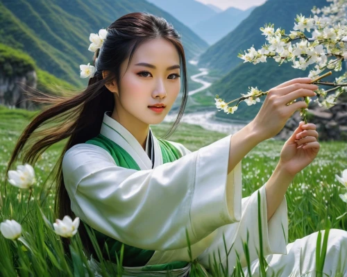 wuxia,hanfu,wangmo,sanxia,inner mongolian beauty,zhui,shennong,jinling,goryeo,oriental princess,yimou,wulin,lily of the field,jingqian,white blossom,kunqu,chuseok,yunxia,diaochan,oriental girl,Illustration,Realistic Fantasy,Realistic Fantasy 03