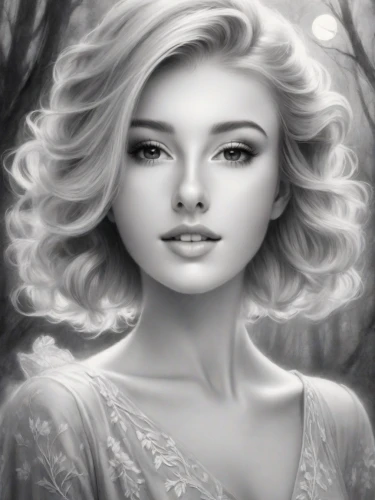 behenna,marilyn monroe,romantic portrait,elsa,fantasy portrait,marylin monroe,white rose snow queen,vanderhorst,blonde woman,margaery,white lady,girl portrait,marilyn,pencil drawings,margairaz,mystical portrait of a girl,young woman,monroe,syrena,krita,Digital Art,Pencil Sketch