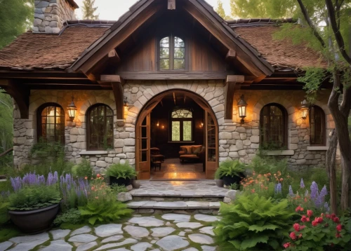 beautiful home,summer cottage,entryway,front porch,country cottage,cottage,stone house,the threshold of the house,porch,dreamhouse,forest house,luxury home,house in the mountains,traditional house,entryways,front door,driveway,pool house,home landscape,summer house,Illustration,Realistic Fantasy,Realistic Fantasy 43