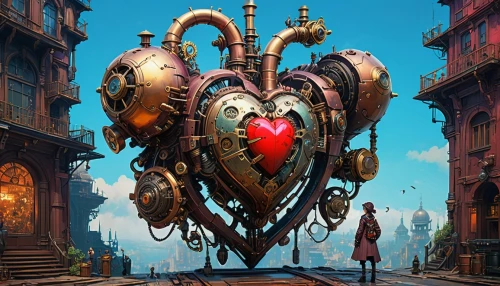 heart lock,transistor,heartport,steampunk,mechana,the heart of,bioshock,flying heart,automaton,coeur,mechanician,heart background,valentierra,red and blue heart on railway,game illustration,heart medallion on railway,tock,heart in hand,red heart medallion in hand,queen of hearts,Conceptual Art,Sci-Fi,Sci-Fi 01