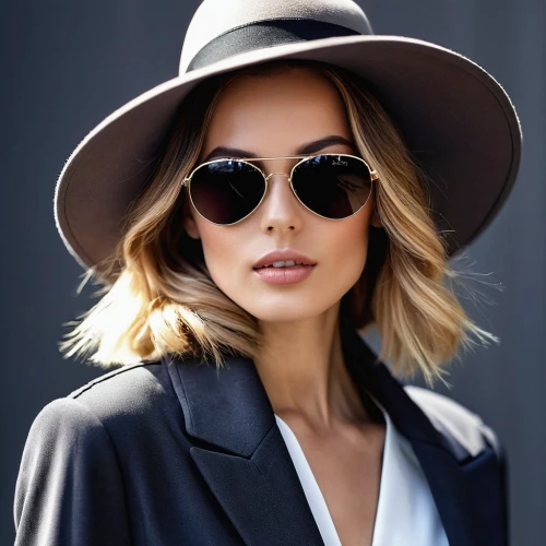 panama hat,woman in menswear,luxottica,leather hat,chicest,trilby,sun hat,brown hat,sunglasses,straw hat,smart look,tereshchuk,wallis day,peacoat,chic,sunwear,the hat-female,high sun hat,shades,stylish,Photography,General,Realistic