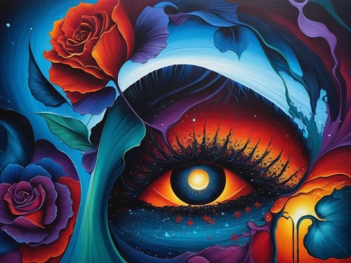 cosmic eye,peacock eye,abstract eye,all seeing eye,eye butterfly,third eye,eye,eye ball,gazer,women's eyes,majora,eyeball,cosmic flower,red eyes,vibrantly,hypnotise,ocular,welin,cornea,psychedelia,Illustration,Realistic Fantasy,Realistic Fantasy 25