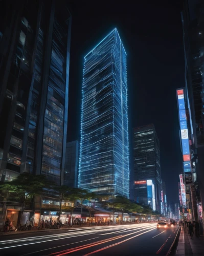 guangzhou,shinjuku,tokyo city,songdo,chongqing,makati,yeouido,chengdu,pangyo,taikoo,tokyo,shanghai,cybercity,nanjing,ortigas,paulista,ctbuh,light trail,umeda,long exposure,Illustration,Japanese style,Japanese Style 20