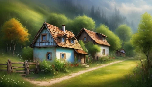 home landscape,house in the forest,lonely house,little house,wooden houses,houses clipart,small house,summer cottage,cottage,wooden house,country cottage,world digital painting,house in mountains,small cabin,landscape background,wooden hut,cottages,house painting,log cabin,fantasy picture,Conceptual Art,Daily,Daily 32