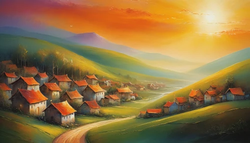 home landscape,mountain village,landscape background,alpine village,cottages,mountain settlement,rural landscape,mountain huts,world digital painting,houses clipart,wooden houses,farmhouses,township,boardinghouses,row of houses,red barn,huts,bunkhouses,alpine landscape,village life,Conceptual Art,Daily,Daily 32