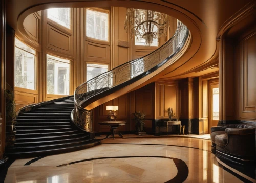 winding staircase,cochere,circular staircase,staircase,luxury home interior,art deco,foyer,outside staircase,neoclassical,entrance hall,luxury hotel,staircases,palatial,hallway,luxury property,chambres,gleneagles hotel,spiral staircase,lanesborough,poshest,Illustration,Realistic Fantasy,Realistic Fantasy 06