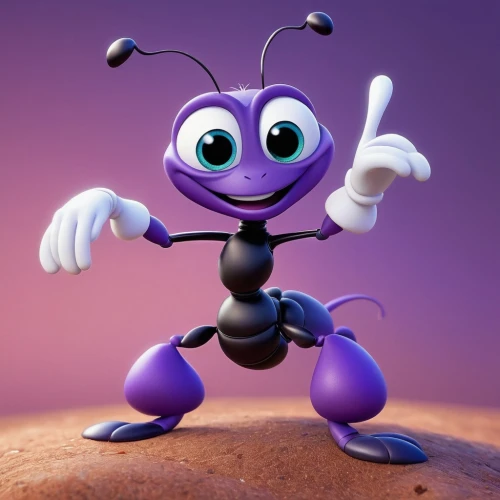 buzzy,buzzie,ant,buzz,bee,buzzelli,cute cartoon character,antz,buzznet,boultbee,bombyx,black ant,bonzi,mosca,flik,wall,purple background,bugz,insect ball,purple,Illustration,Children,Children 01