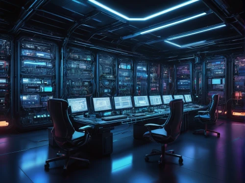 computer room,the server room,control center,cyberscene,control desk,cyberspace,neon human resources,cyberport,workstations,cyber,datacenter,cyberworks,cybertown,supercomputer,spaceship interior,working space,supercomputers,cyberia,data center,cyberonics,Illustration,Realistic Fantasy,Realistic Fantasy 25