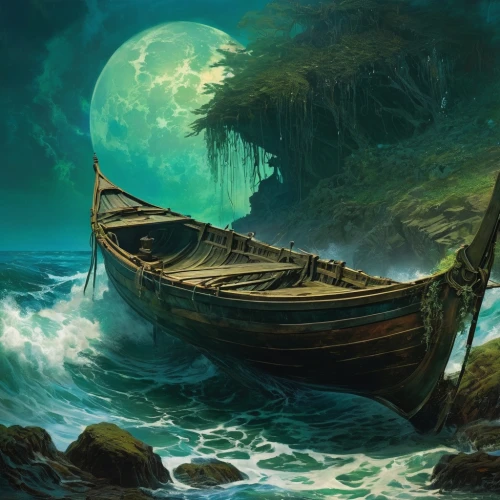 fantasy picture,shipwreck,maelstrom,fantasy art,fantasy landscape,emerald sea,boat landscape,shipwrecked,sea fantasy,poseidon,oceano,charybdis,waterglobe,sunken ship,viking ship,seadrift,fjord,rotten boat,el mar,adrift,Conceptual Art,Fantasy,Fantasy 05