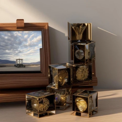 music box,beautiful speaker,boomboxes,cube background,audio speakers,wooden cubes,bass speaker,digital bi-amp powered loudspeaker,3d render,loudspeakers,speakers,sound speakers,speaker cab,stereo system,renders,3d rendering,radiophone,stereoscope,golden frame,cajon