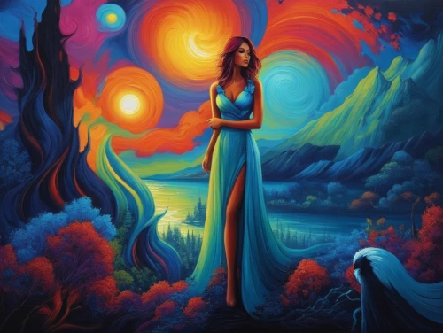 dubbeldam,fantasy picture,fantasy art,ladyland,shamanic,sci fiction illustration,astral traveler,dream art,mythography,leota,mother earth,beltane,luminous,hildebrandt,shamanistic,dreamscape,neptunian,inanna,aura,solario,Illustration,Realistic Fantasy,Realistic Fantasy 25