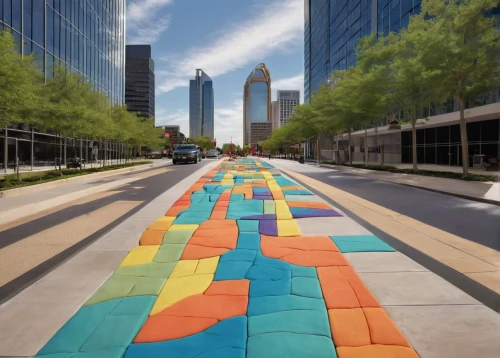 paved square,street chalk,pedestrianized,walkability,roadbeds,post-it notes,pavers,walkable,crosswalks,urban design,bicycle lane,public art,colorful city,clt,road cover in sand,superhighways,bicycle path,hopscotch,streetscape,chalk drawing,Unique,3D,Clay