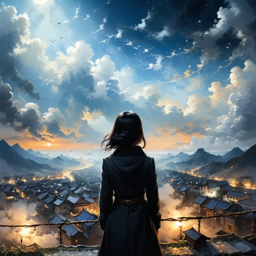 katara,the night sky,korra,night sky,fukawa,alita,sky,utada,seregil,kunitachi,rukia,world digital painting,shakugan,cielo,starry sky,escapism,nightsky,magica,kuchiki,fantasy picture,Conceptual Art,Fantasy,Fantasy 12