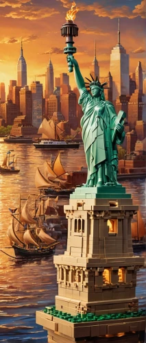 liberty enlightening the world,statue of liberty,the statue of liberty,lady liberty,new york harbor,liberty statue,usa landmarks,a sinking statue of liberty,queen of liberty,newyork,liberty island,liberty,new york,new york skyline,big apple,manhattan,nyclu,manhattan skyline,ellis island,lamerica,Illustration,Realistic Fantasy,Realistic Fantasy 21