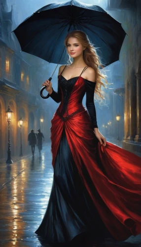 umbrella,girl in a long dress,red rose in rain,woman walking,man in red dress,girl walking away,flamenca,lady in red,walking in the rain,romantic portrait,umbrellas,man with umbrella,little girl with umbrella,red cape,red coat,femme fatale,romantic look,fantasy picture,world digital painting,asian umbrella,Conceptual Art,Daily,Daily 32