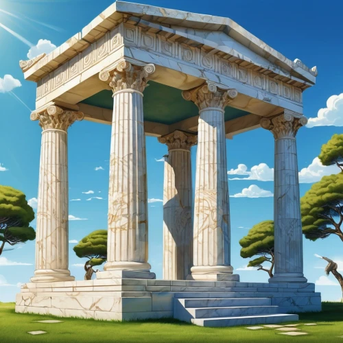 greek temple,artemis temple,doric columns,erechtheion,roman temple,erechtheus,temple of diana,temple of hercules,pillars,roman columns,three pillars,caesonia,columns,amphipolis,metapontum,propylaea,the ancient world,zappeion,acropolis,ephesus,Illustration,Abstract Fantasy,Abstract Fantasy 23