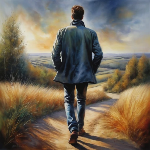 walking man,landscape background,oil painting on canvas,standing man,a pedestrian,art painting,oil painting,painter,photo painting,world digital painting,pedestrian,ambling,woman walking,walk,nature and man,standing walking,donsky,pathway,castiel,struzan,Conceptual Art,Daily,Daily 32