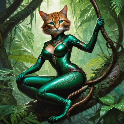 kittani,catwoman,emerald lizard,catsuit,catsuits,patrol,cuban emerald,vixen,firestar,emerald,mellat,anahata,pussycat,catclaw,inara,tigra,animal feline,verde,kat,gato,Conceptual Art,Fantasy,Fantasy 12