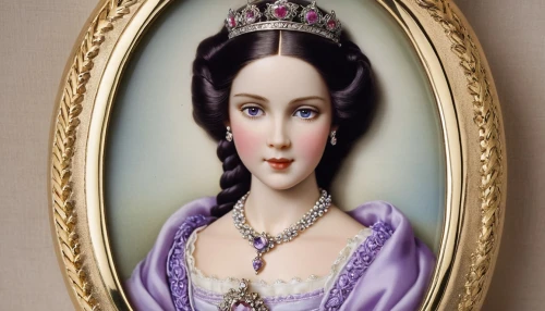 duchesse,victorian lady,noblewoman,elizabeth ii,queen anne,soprano lilac spoon,princess sofia,principessa,monarchial,doulton,monarchist,decorative frame,vintage lavender background,duchesses,vintage female portrait,emperatriz,prinzessin,liselotte,miniaturist,qeii,Photography,General,Realistic