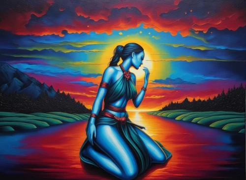 neon body painting,bodypainting,dubbeldam,oil painting on canvas,melodrama,art painting,dream art,girl on the river,glass painting,body painting,mother earth,indigenous painting,oil on canvas,siggeir,lacombe,bodypaint,welin,ariadne,pintura,woman thinking,Illustration,Realistic Fantasy,Realistic Fantasy 25