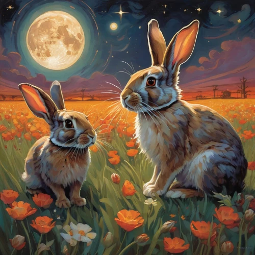 hares,cottontails,lagomorphs,easter rabbits,rabbits,female hares,bunnies,hare field,lepus,myxomatosis,rabbit family,lapine,springtime background,spring equinox,ostern,hare trail,lagomorpha,steppe hare,easter background,hare,Conceptual Art,Fantasy,Fantasy 18