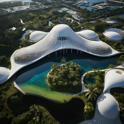 futuristic art museum,futuristic architecture,futuristic landscape,roof domes,sky space concept,odomes,domes,etfe,arcology,spaceport,biosphere,biomimicry,volantis,alien ship,spacehab,spaceports,niemeyer,megaprojects,safdie,biospheres