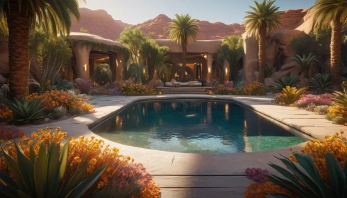 dorne,flowerful desert,oasis,desert landscape,desert plants,palm springs,sansar,summerland,tropico,desert desert landscape,landscaped,cryengine,palm garden,royal palms,marrakesh,the desert,courtyards,desert plant,xeriscaping,swimming pool,Photography,General,Sci-Fi