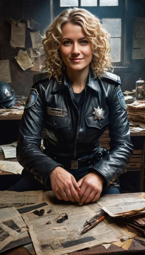 storybrooke,leather,blonde woman reading a newspaper,rempel,leathery,policewoman,capshaw,britta,bommel,brakewoman,leather texture,leatherwork,blonde sits and reads the newspaper,conservator,hauserman,romijn,antique background,zakharov,horsehide,leathers,Conceptual Art,Fantasy,Fantasy 04