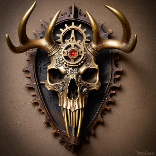 skull sculpture,cuckoo clock,boho skull,head plate,skull with crown,wall decoration,deadbolt,door knocker,wall clock,skull mask,cattle skull,wall decor,animal skull,skeleton key,skull and cross bones,greyjoy,sconce,vanitas,woodburning,escutcheons,Illustration,Realistic Fantasy,Realistic Fantasy 13