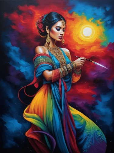 radha,indian art,indian woman,kathak,lavani,rangoli,shakuntala,ethnic dancer,saraswati,thumri,aradhana,sari,the festival of colors,natyam,radharani,indian girl,arundhati,revati,bharatnatyam,indienne,Illustration,Realistic Fantasy,Realistic Fantasy 25