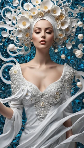 white rose snow queen,the snow queen,amphitrite,sirene,ice queen,melusine,undine,the sea maid,white lady,fathom,water pearls,naiad,fantasy art,water rose,volia,suit of the snow maiden,blue enchantress,hesperides,water lotus,silvered,Photography,General,Realistic