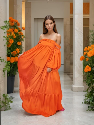 orange robes,orange,orange rose,orange blossom,orange roses,a floor-length dress,orange petals,bright orange,siriano,orange color,quinceanera,ballgown,orange flower,orange scent,ball gown,orange half,tangerine,girl in a long dress,orange jasmine,habanera,Female,Youth adult,XS,Women's Wear