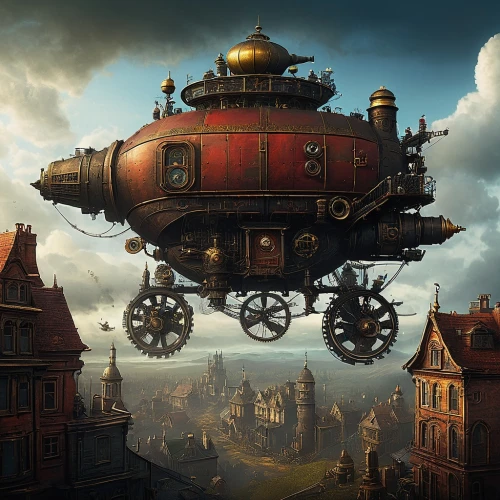 airship,steampunk,flying machine,airships,air ship,skyship,dirigible,skycycle,merchant train,ghost locomotive,fantasy art,skycar,imaginarium,fantasy picture,discworld,landship,steamboy,steamrollered,steam engine,caravel,Illustration,Abstract Fantasy,Abstract Fantasy 01