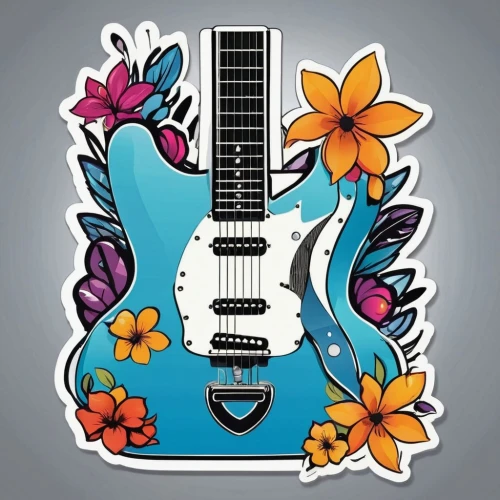 painted guitar,guitar,guitarra,retro flower silhouette,cartoon flower,flowers png,clipart sticker,blue floral,guitare,electric guitar,blu flower,sticker,concert guitar,retro flowers,cartoon flowers,vector design,decal,butterfly vector,maguana,the guitar,Unique,Design,Sticker