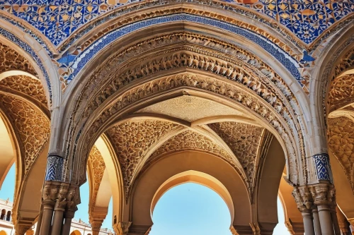 arcaded,seville,alcazar of seville,the hassan ii mosque,mezquita,sevilla,mudejar,archways,pointed arch,three centered arch,deruta,monreale,sevillian,alhambra,arches,quatrefoils,andalucia,andalucian,jeronimos,andalusia,Illustration,American Style,American Style 05